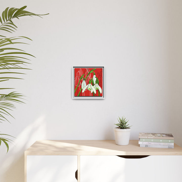 Snowdrop: January Birth Month Flower — Framed Canvas Print Wall Art