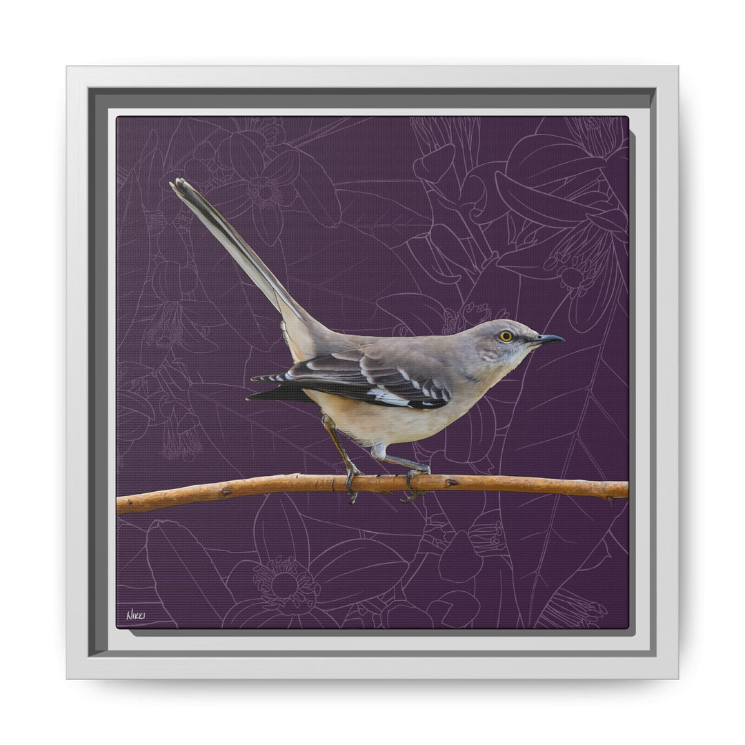 Northern Mockingbird: Florida State Bird — Framed Canvas Print Wall Art