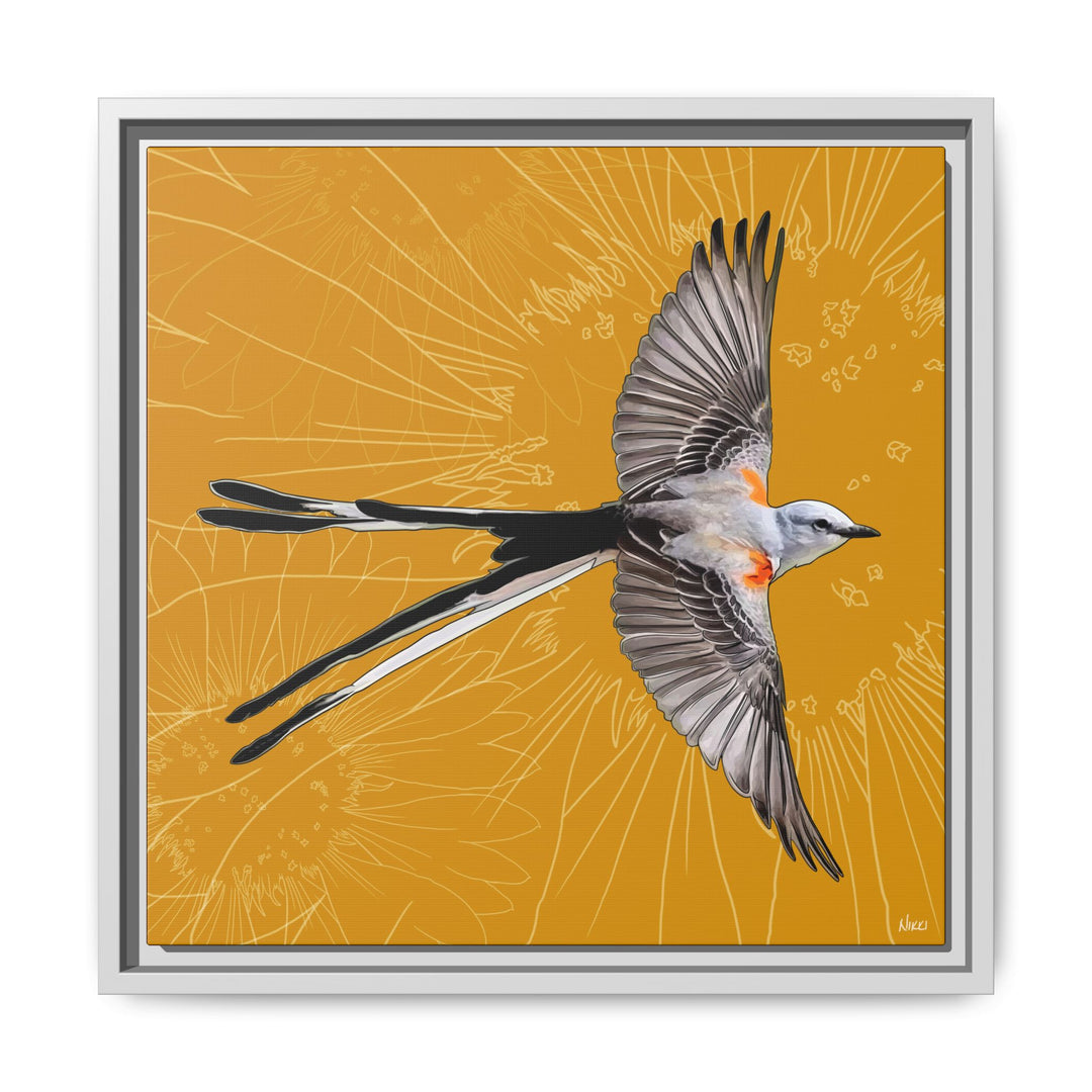 Scissor Tailed Flycatcher: Oklahoma State Bird — Framed Canvas Print Wall Art
