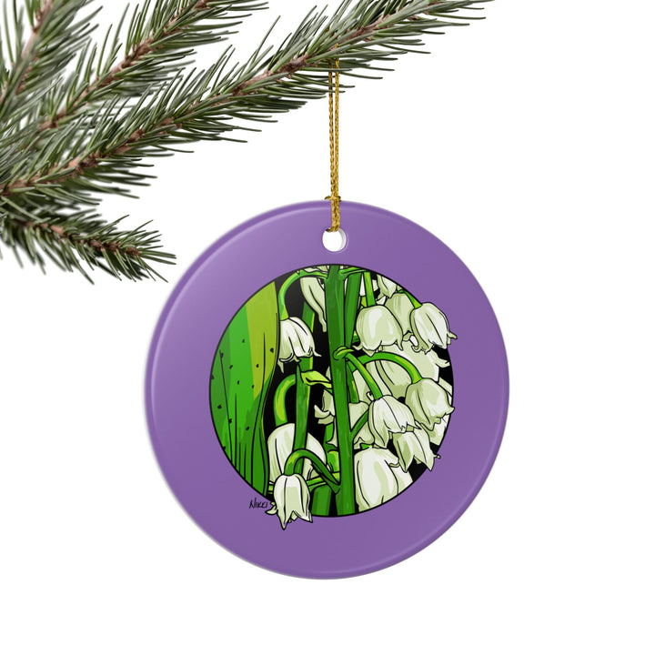 Lily of the Valley Ceramic Ornament — Double-Sided Floral Holiday Decoration