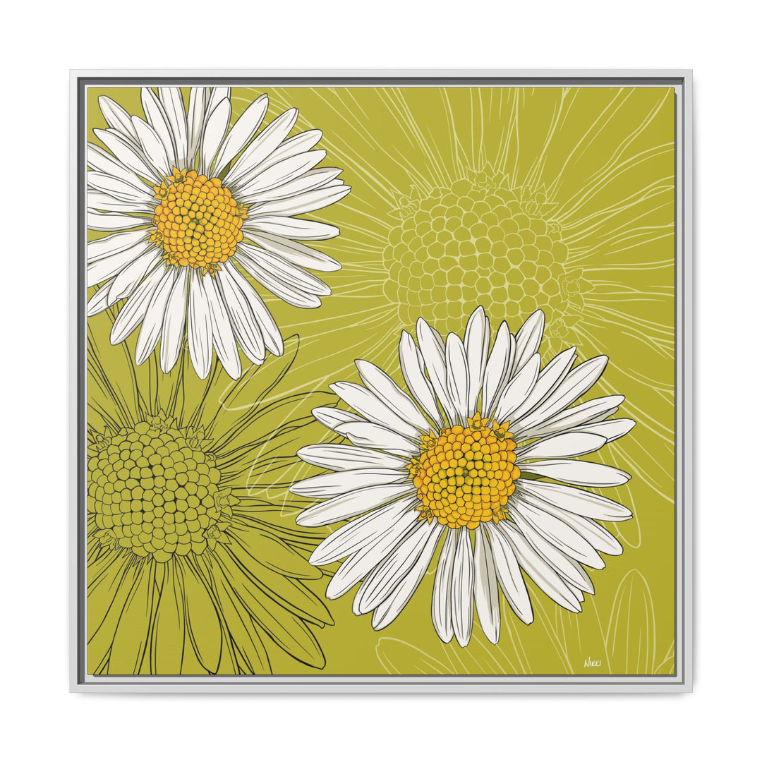 Daisy: April Birth Month Flower — Framed Canvas Print Wall Art