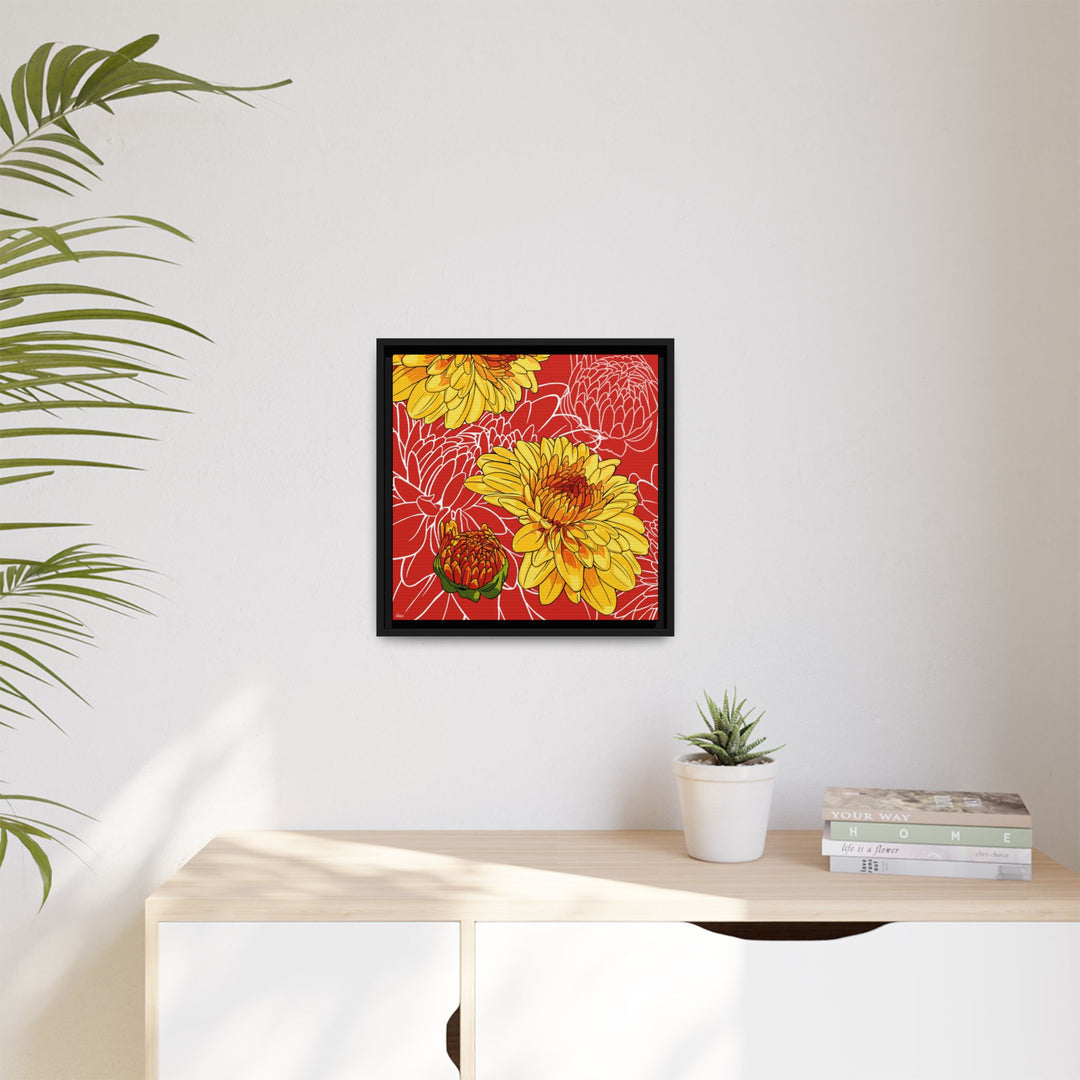 Chrysanthemum: November Birth Month Flower — Framed Canvas Print Wall Art