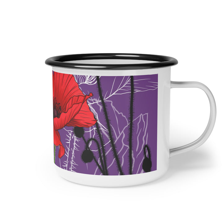 Red Poppies Enamel Camp Cup — August Birth Month Flowers