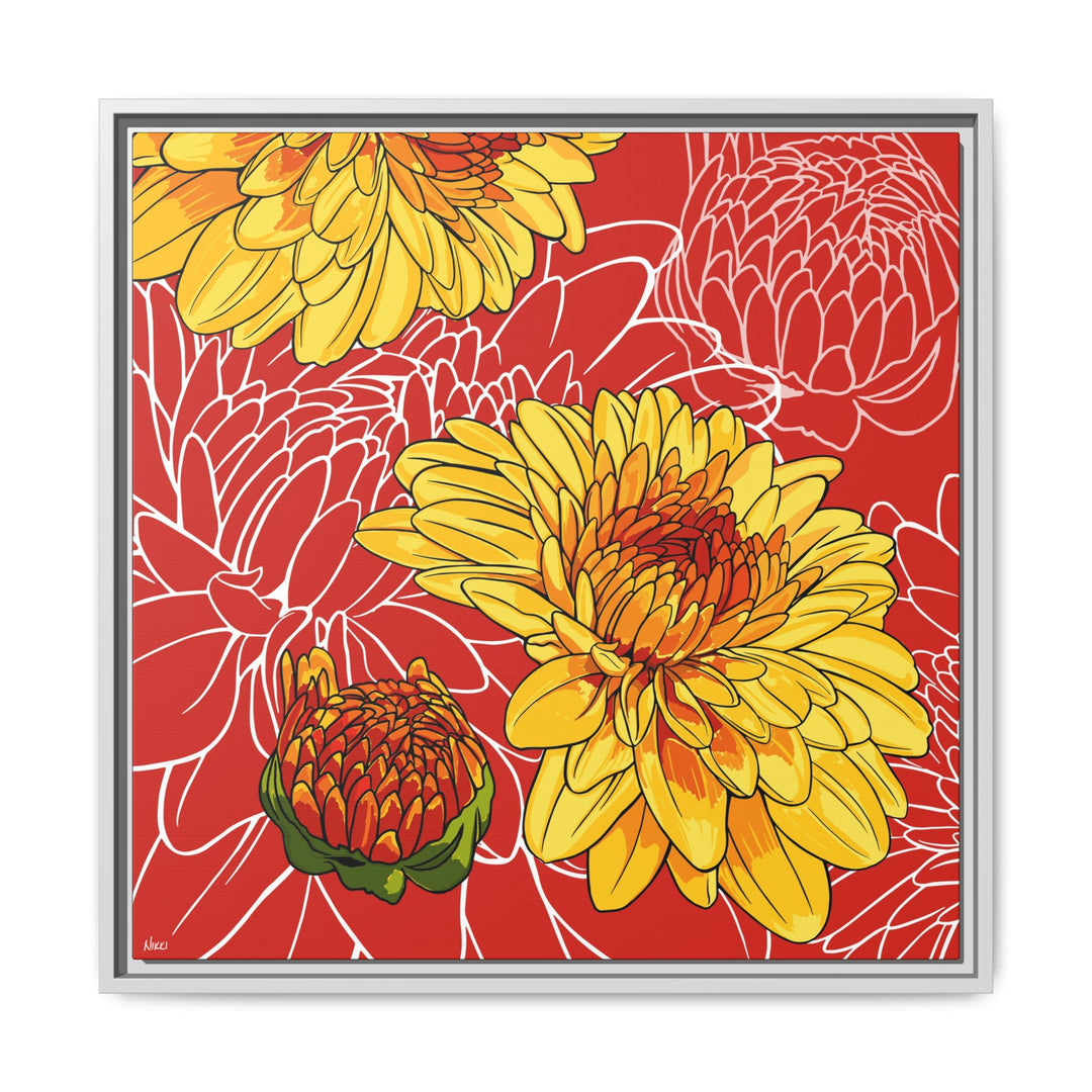 Chrysanthemum: November Birth Month Flower — Framed Canvas Print Wall Art