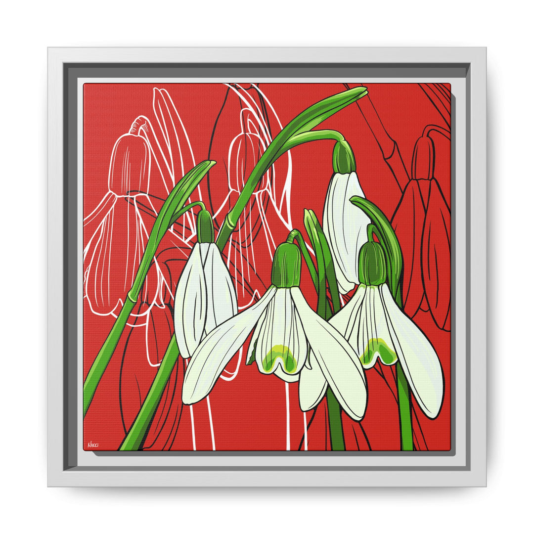 Snowdrop: January Birth Month Flower — Framed Canvas Print Wall Art
