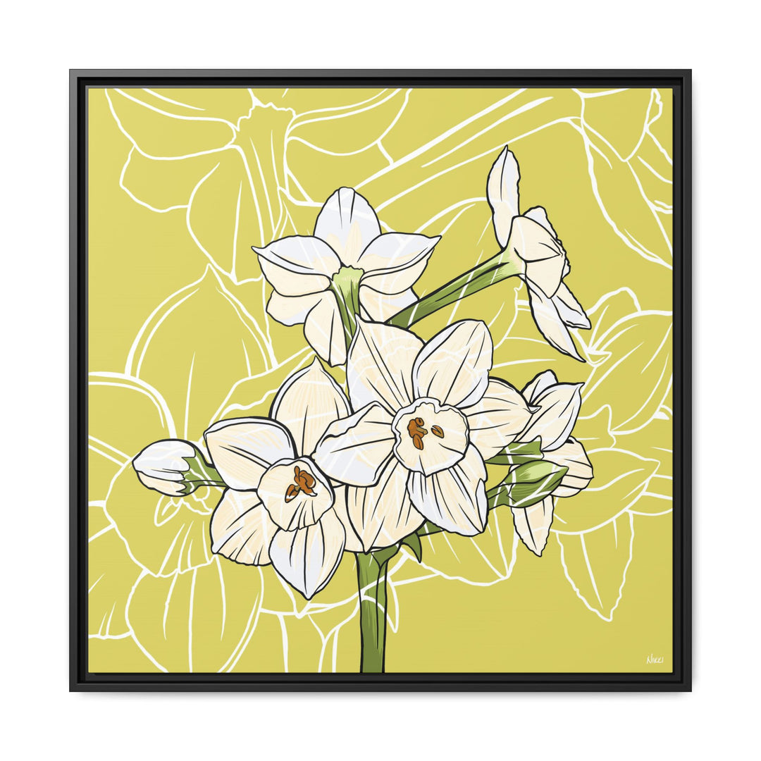 Paperwhite: December Birth Month Flower — Framed Canvas Print Wall Art
