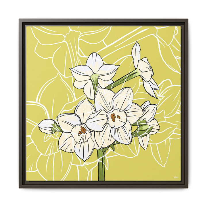 Paperwhite: December Birth Month Flower — Framed Canvas Print Wall Art