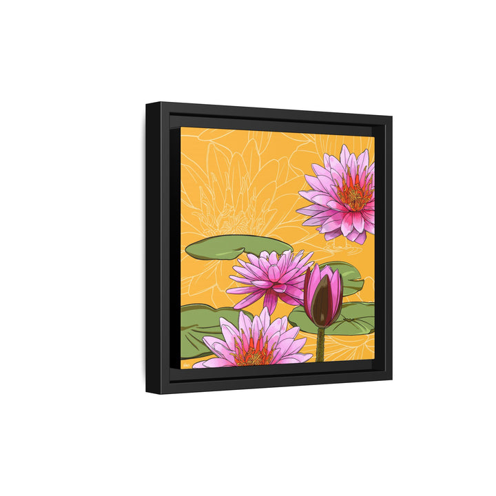 Water Lily: July Birth Month Flower — Framed Canvas Print Wall Art