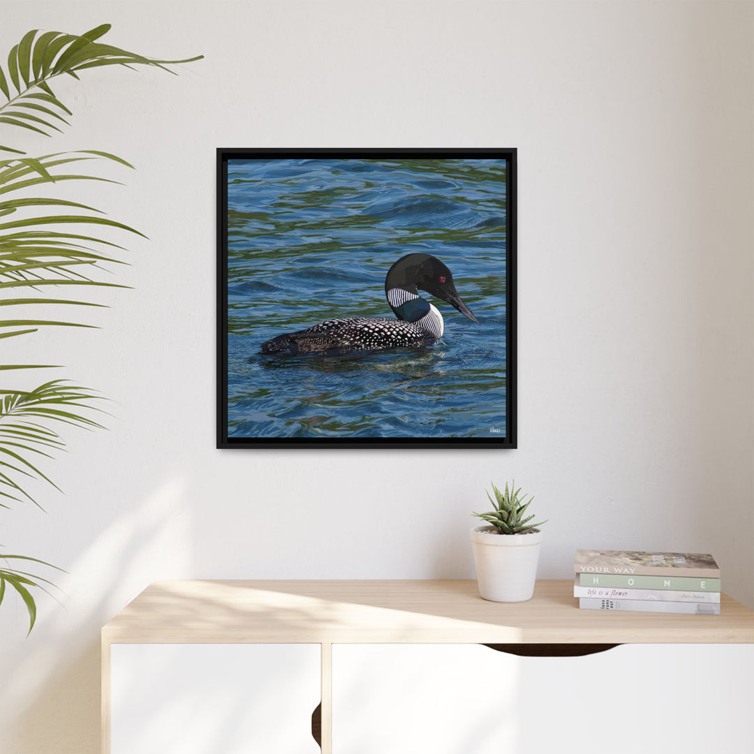 Common Loon: Minnesota State Bird — Framed Canvas Print Wall Art