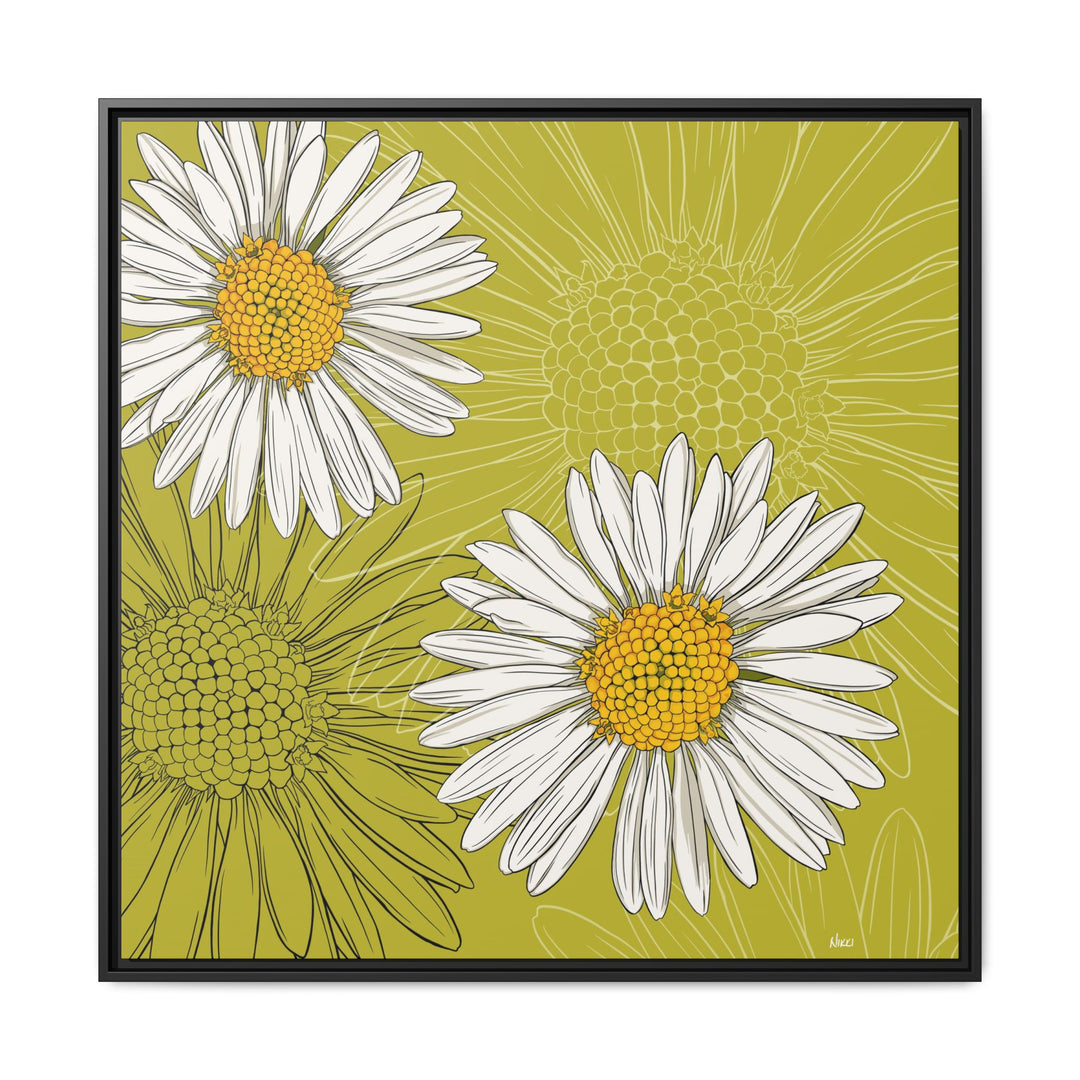 Daisy: April Birth Month Flower — Framed Canvas Print Wall Art