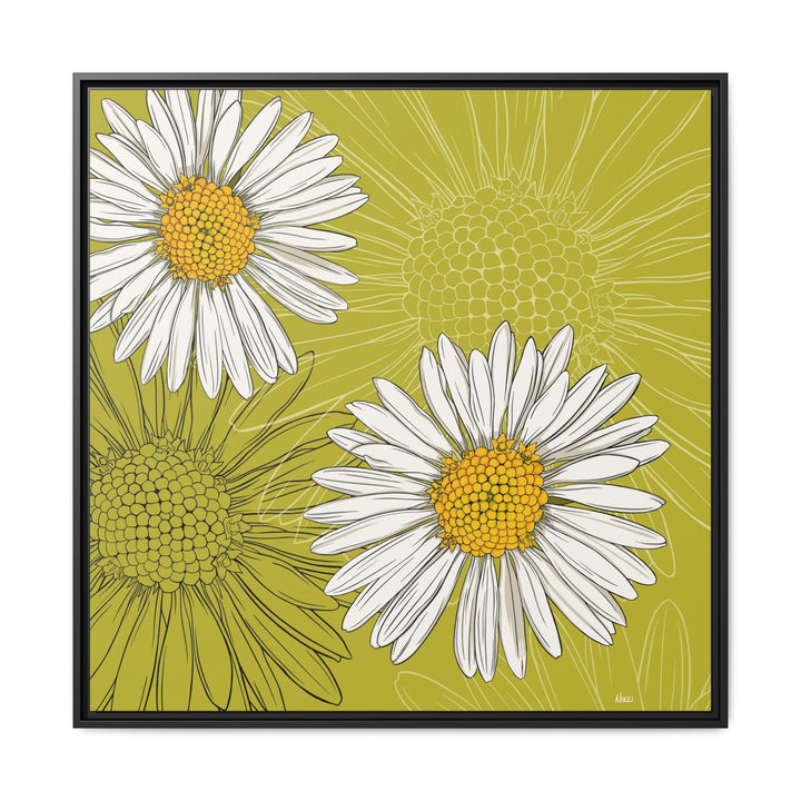 Daisy: April Birth Month Flower — Framed Canvas Print Wall Art