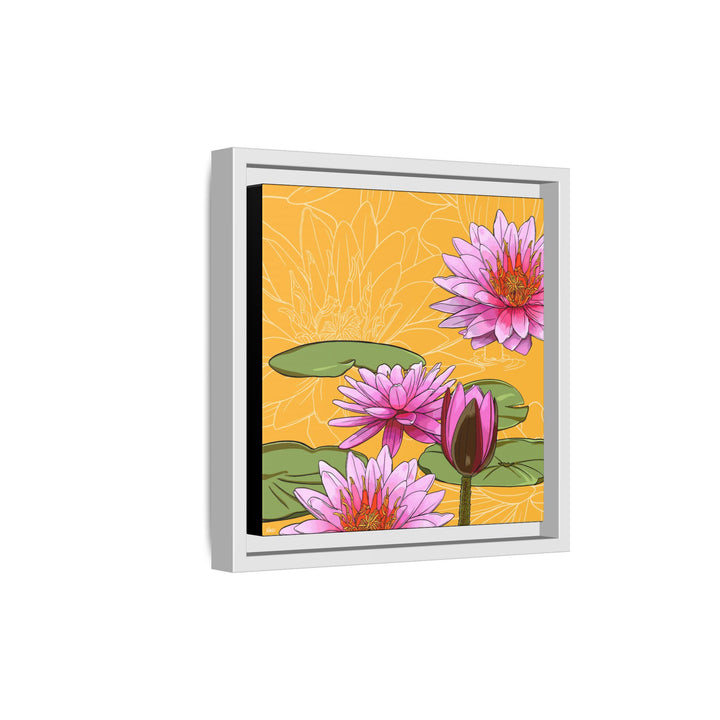 Water Lily: July Birth Month Flower — Framed Canvas Print Wall Art