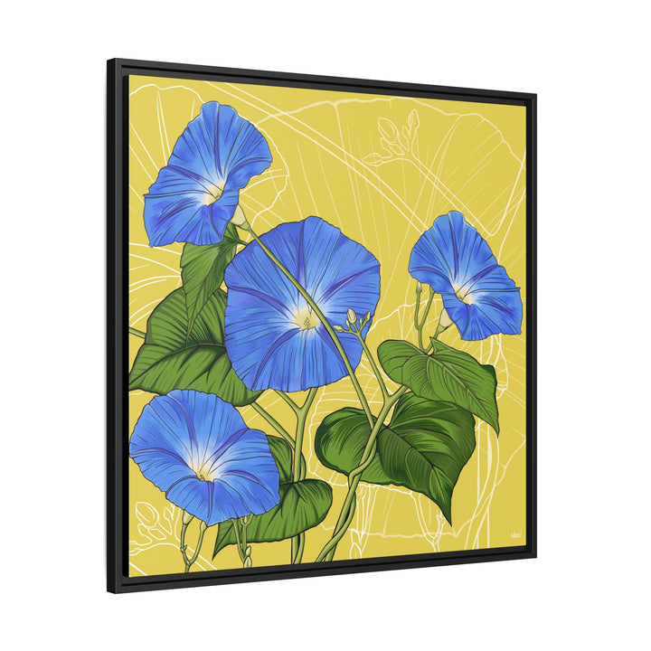 Blue Morning Glory: September Birth Month Flower — Framed Canvas Print Wall Art