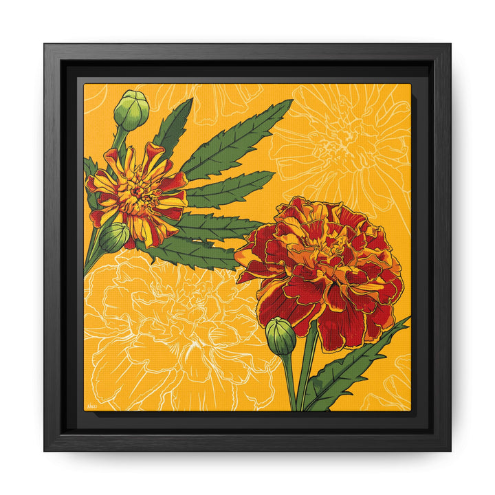 Marigold: October Birth Month Flower — Framed Canvas Print Wall Art