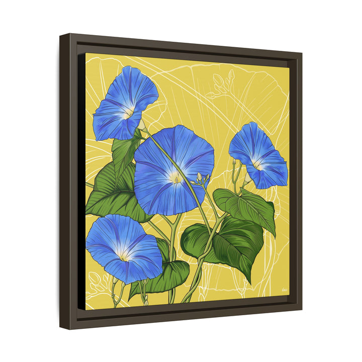 Blue Morning Glory: September Birth Month Flower — Framed Canvas Print Wall Art