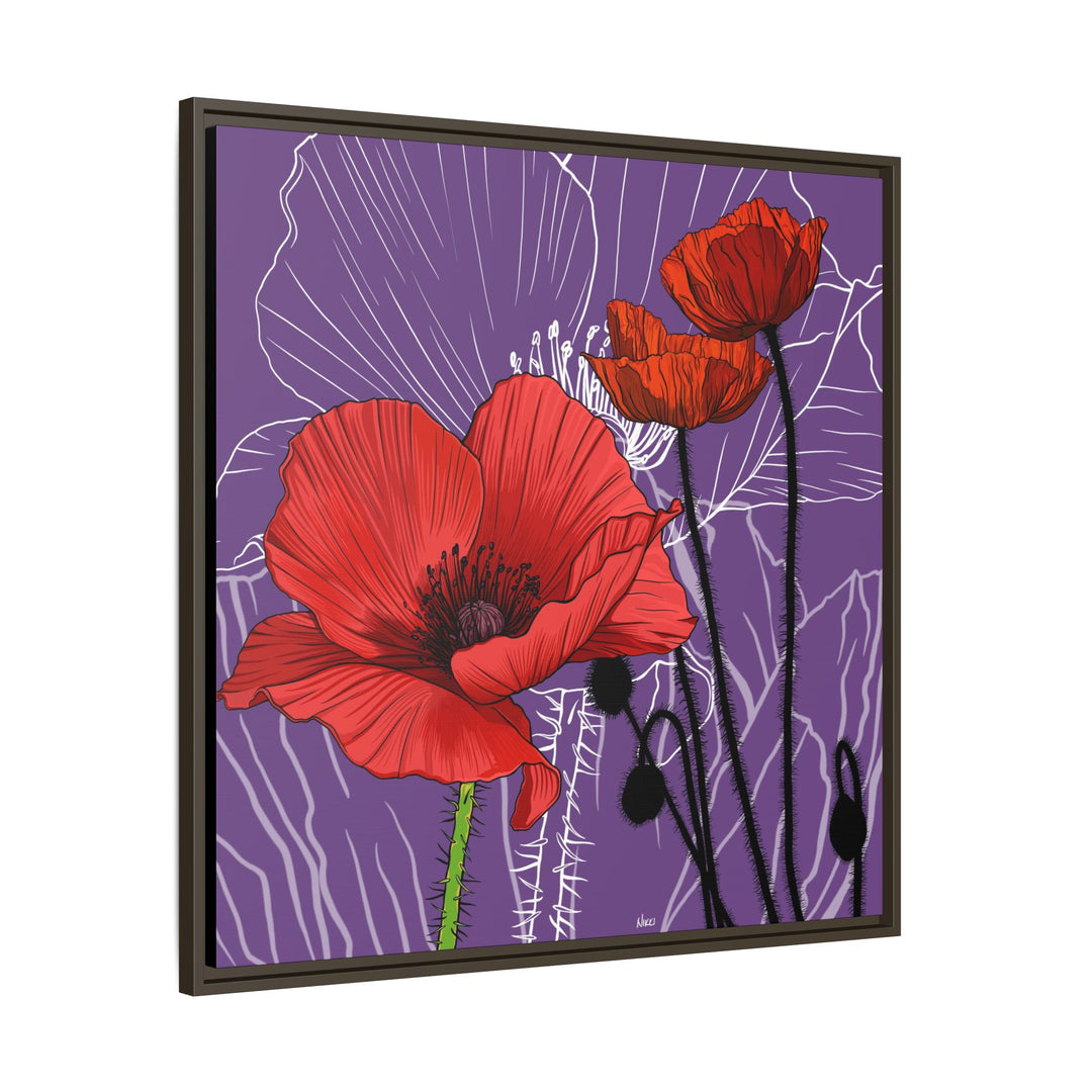 Poppy: August Birth Month Flower — Framed Canvas Print Wall Art