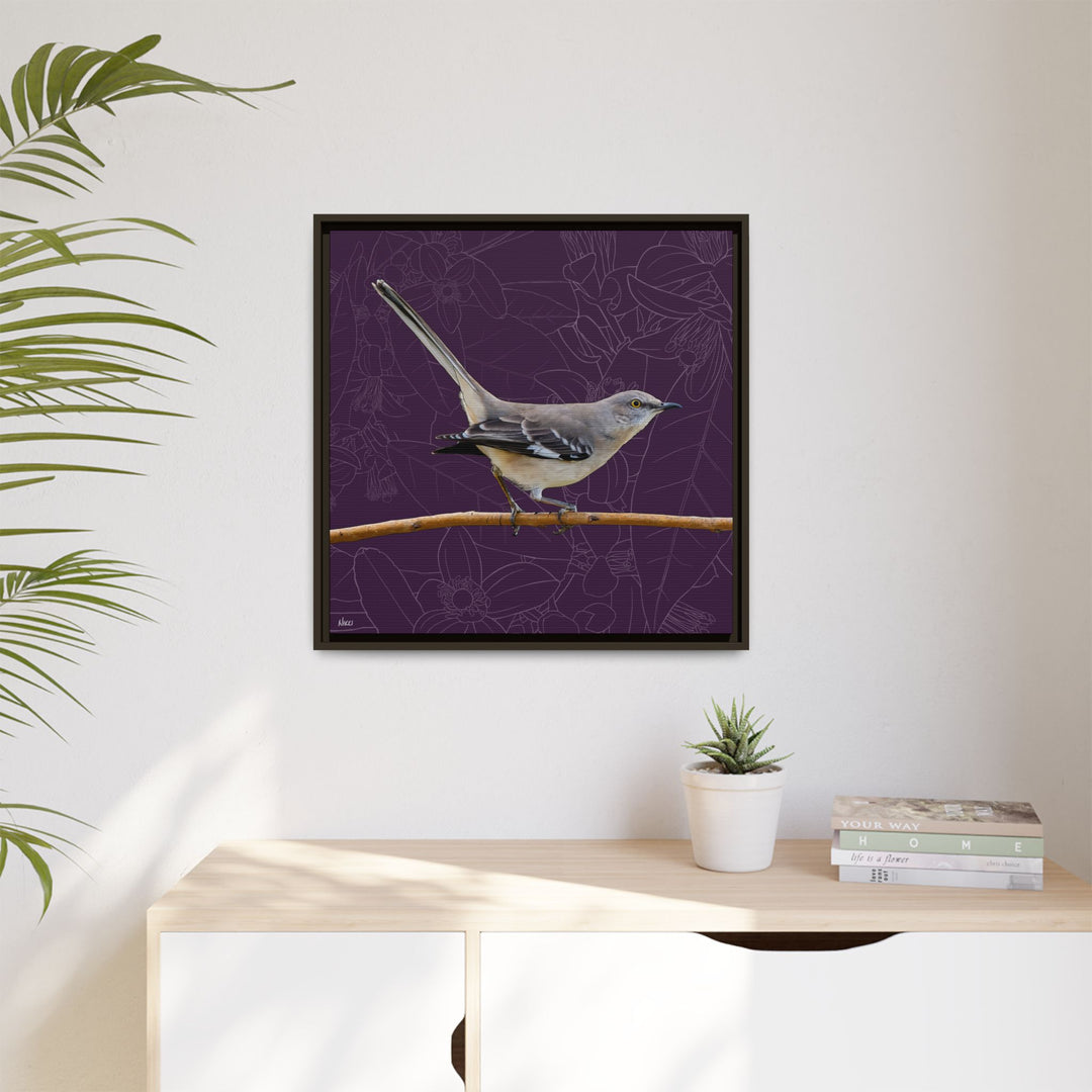 Northern Mockingbird: Florida State Bird — Framed Canvas Print Wall Art