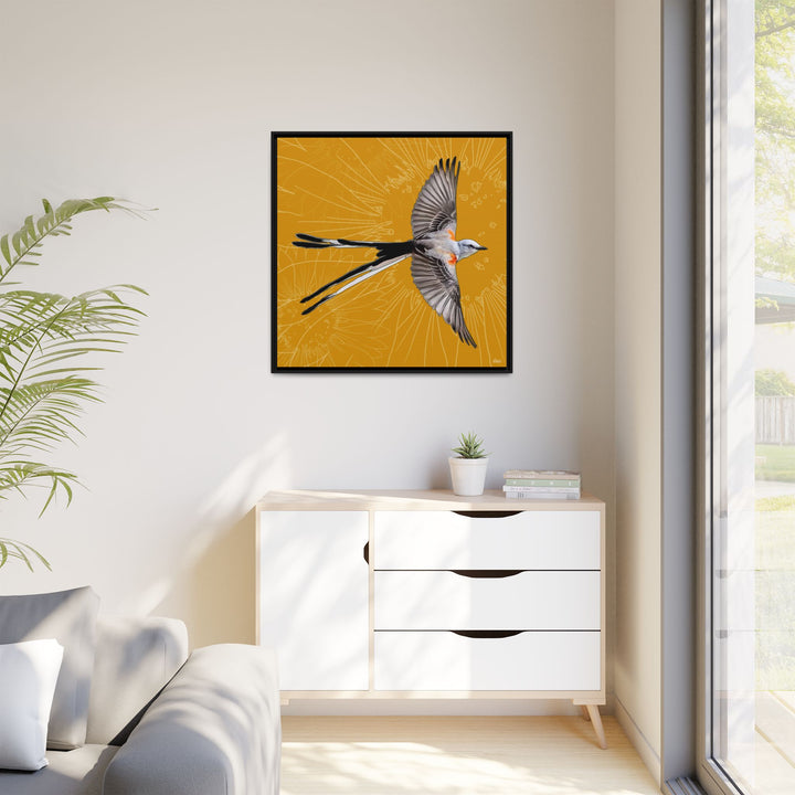 Scissor Tailed Flycatcher: Oklahoma State Bird — Framed Canvas Print Wall Art