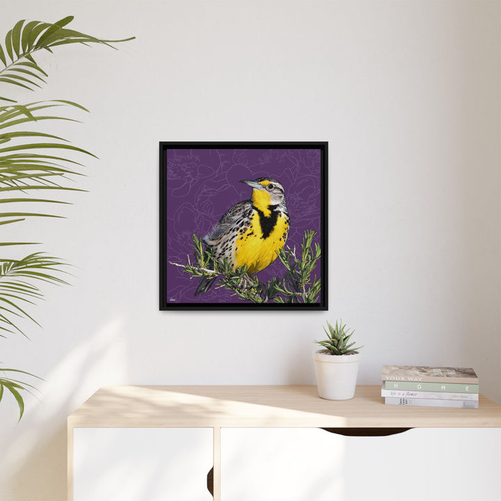 Western Meadowlark: North Dakota State Bird — Framed Canvas Print