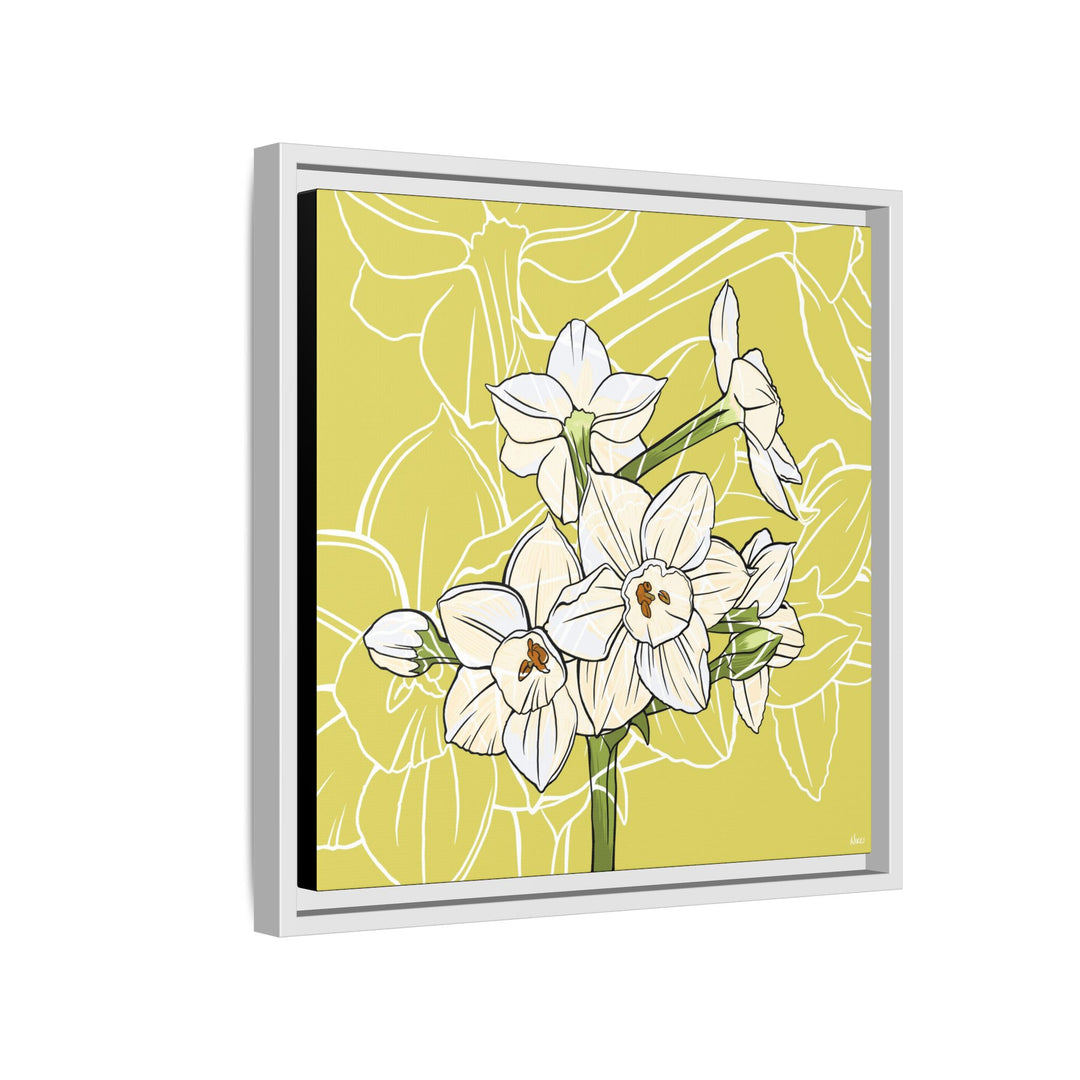 Paperwhite: December Birth Month Flower — Framed Canvas Print Wall Art