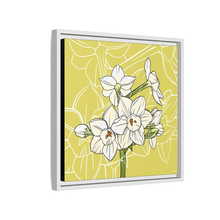 Paperwhite: December Birth Month Flower — Framed Canvas Print Wall Art