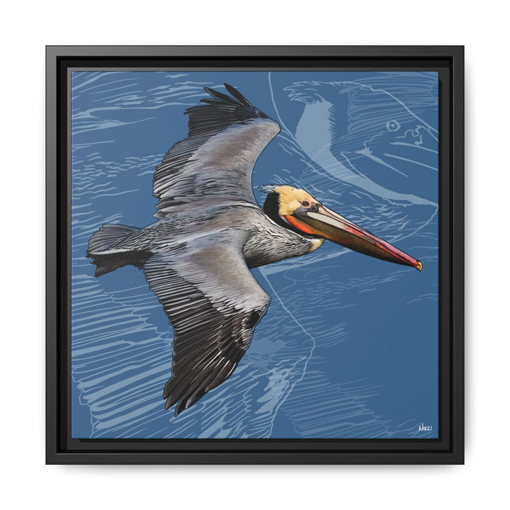 Brown Pelican: Louisiana State Bird  —  Framed Canvas Print