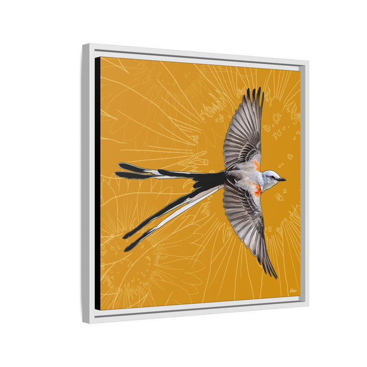 Scissor Tailed Flycatcher: Oklahoma State Bird — Framed Canvas Print Wall Art