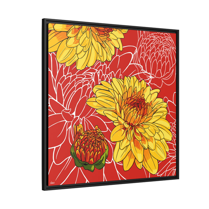 Chrysanthemum: November Birth Month Flower — Framed Canvas Print Wall Art