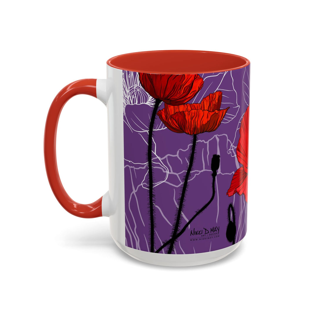 Poppy Ceramic Coffee Mug — August Birth Month Flower