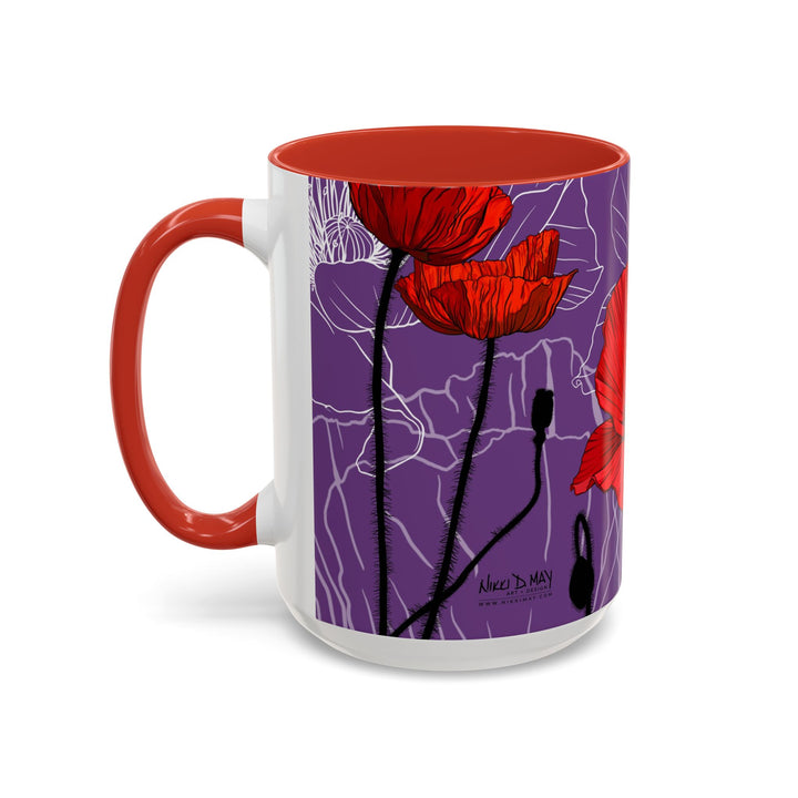 Poppy Ceramic Coffee Mug — August Birth Month Flower