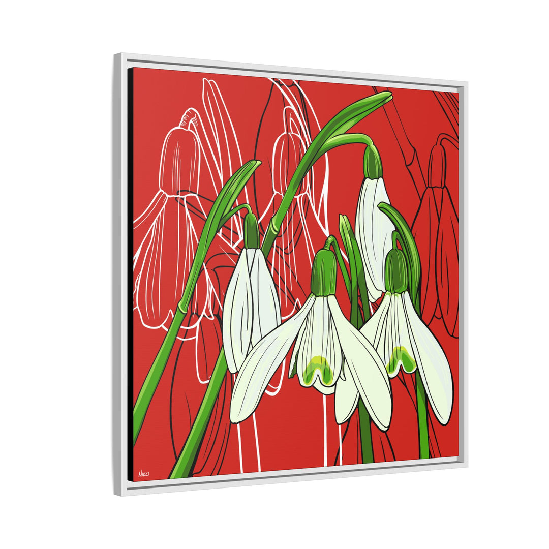 Snowdrop: January Birth Month Flower — Framed Canvas Print Wall Art