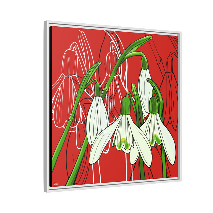Snowdrop: January Birth Month Flower — Framed Canvas Print Wall Art