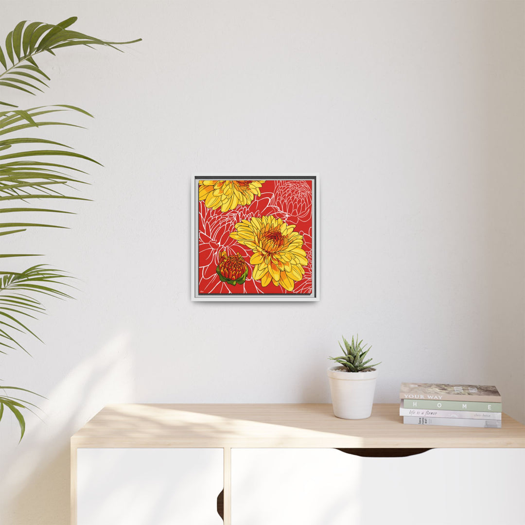 Chrysanthemum: November Birth Month Flower — Framed Canvas Print Wall Art