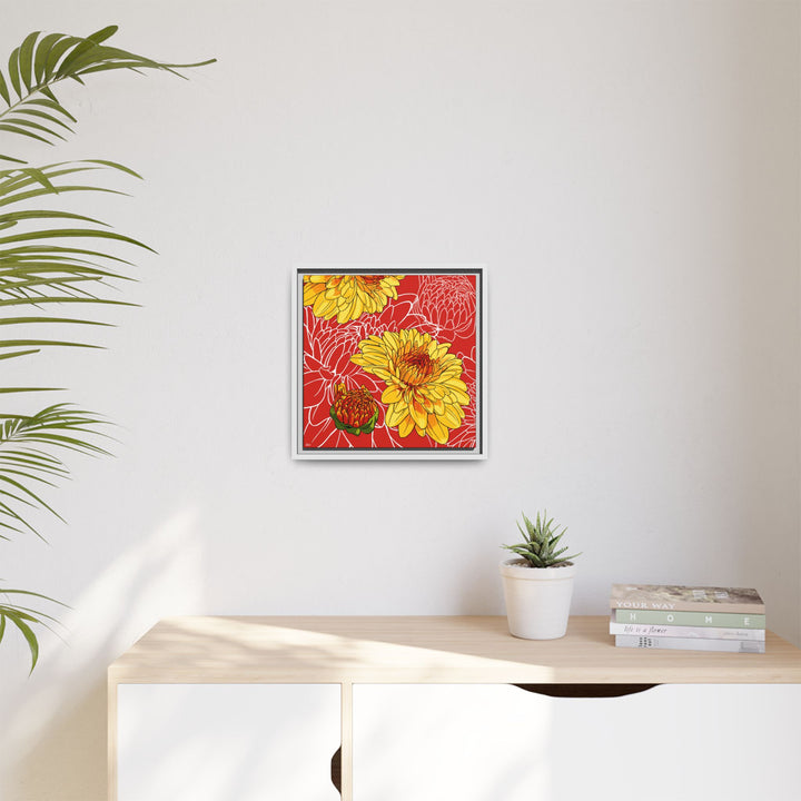 Chrysanthemum: November Birth Month Flower — Framed Canvas Print Wall Art