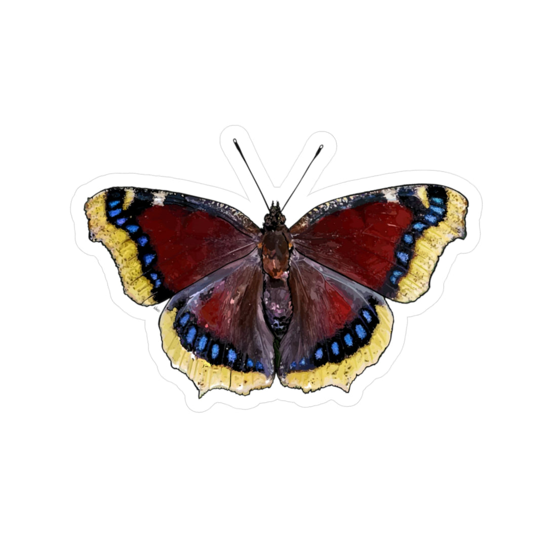 Mourning Cloak Butterfly Kiss-Cut Vinyl Decal — Colorful Sticker for Laptops, Water Bottles, and Windows