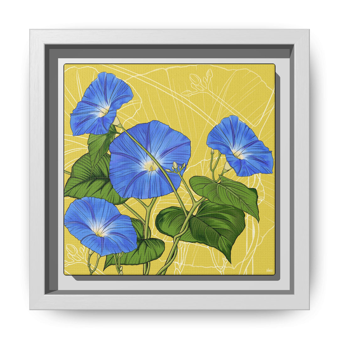 Blue Morning Glory: September Birth Month Flower — Framed Canvas Print Wall Art