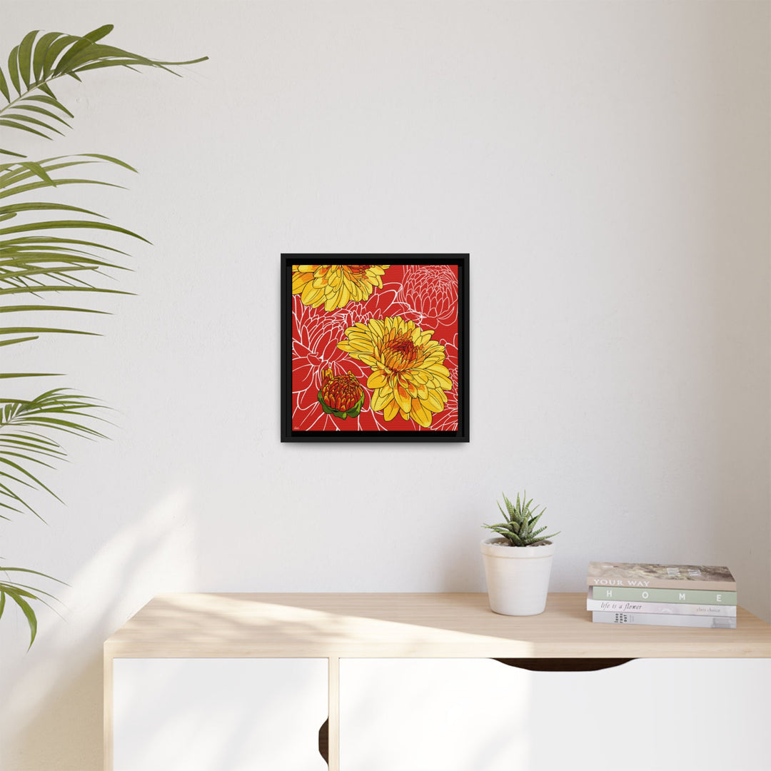 Chrysanthemum: November Birth Month Flower — Framed Canvas Print Wall Art