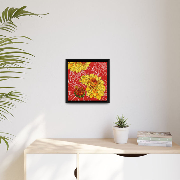 Chrysanthemum: November Birth Month Flower — Framed Canvas Print Wall Art