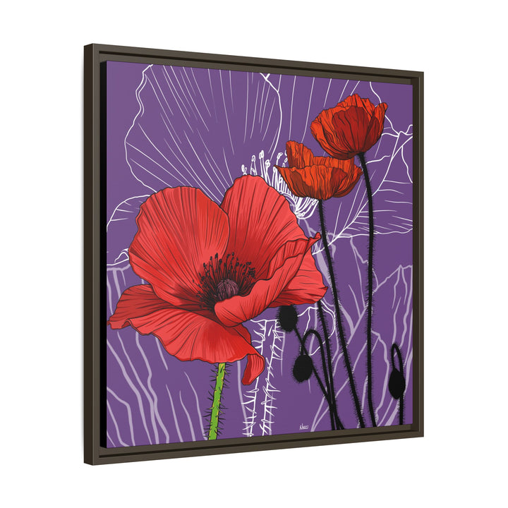 Poppy: August Birth Month Flower — Framed Canvas Print Wall Art