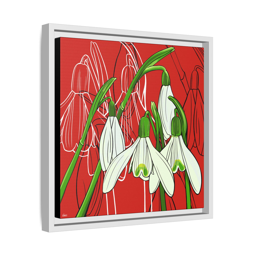 Snowdrop: January Birth Month Flower — Framed Canvas Print Wall Art