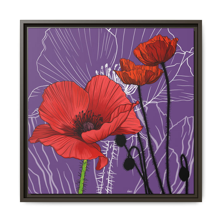 Poppy: August Birth Month Flower — Framed Canvas Print Wall Art