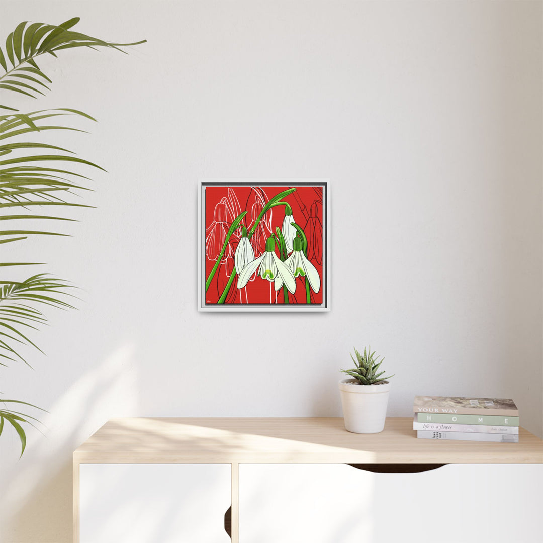 Snowdrop: January Birth Month Flower — Framed Canvas Print Wall Art