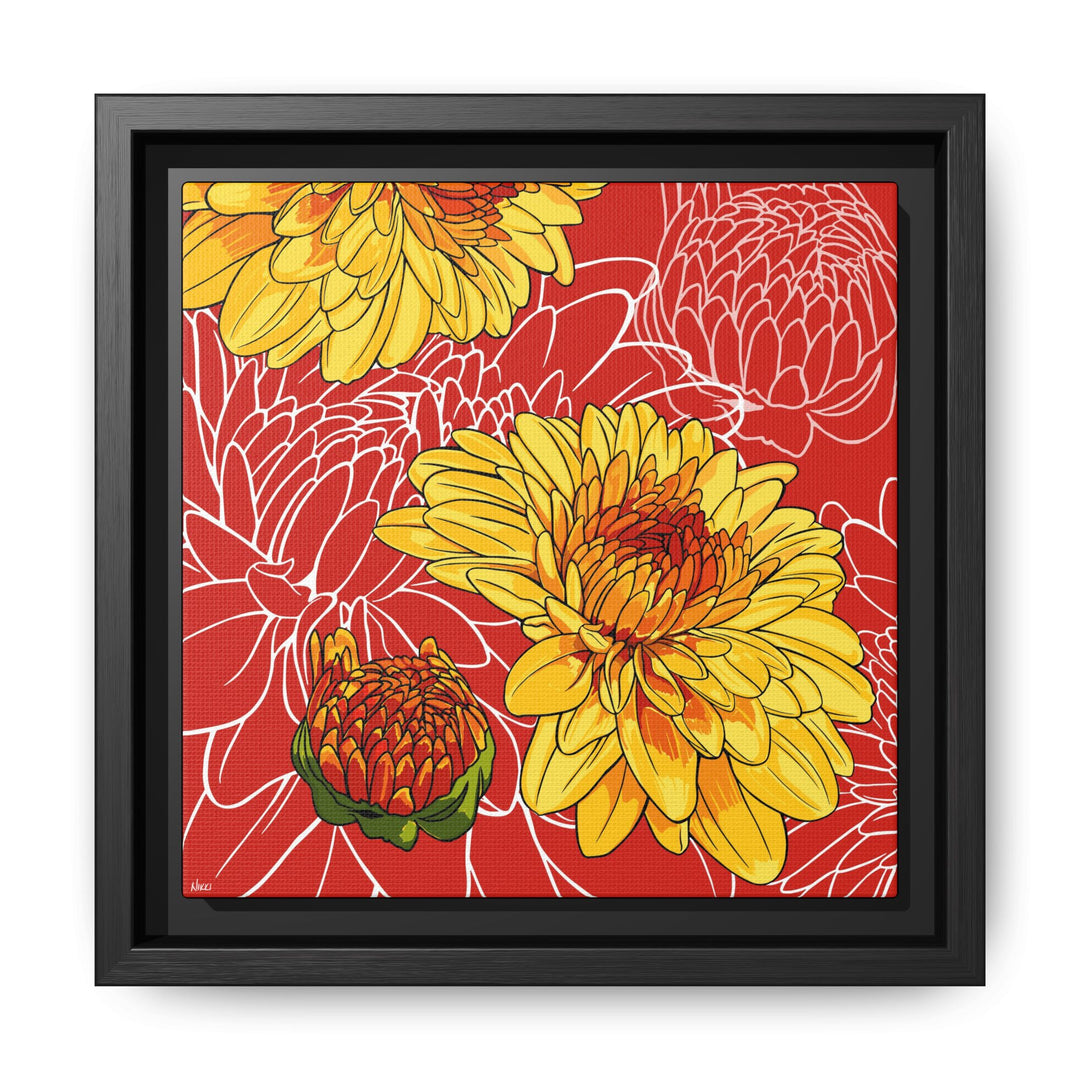 Chrysanthemum: November Birth Month Flower — Framed Canvas Print Wall Art