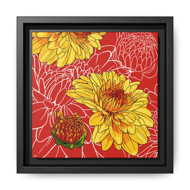 Chrysanthemum: November Birth Month Flower — Framed Canvas Print Wall Art