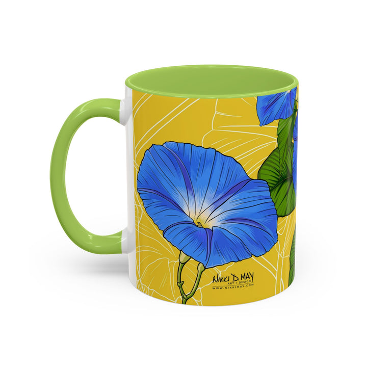 Blue Morning Glory Ceramic Coffee Mug — September Birth Month Flower
