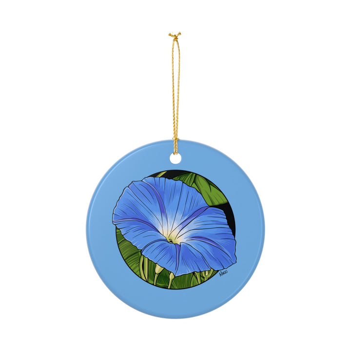 Morning Glory Ceramic Ornament — Floral Two-Sided Holiday Decoration