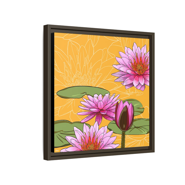 Water Lily: July Birth Month Flower — Framed Canvas Print Wall Art
