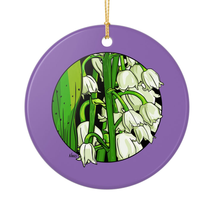 Lily of the Valley Ceramic Ornament — Double-Sided Floral Holiday Decoration