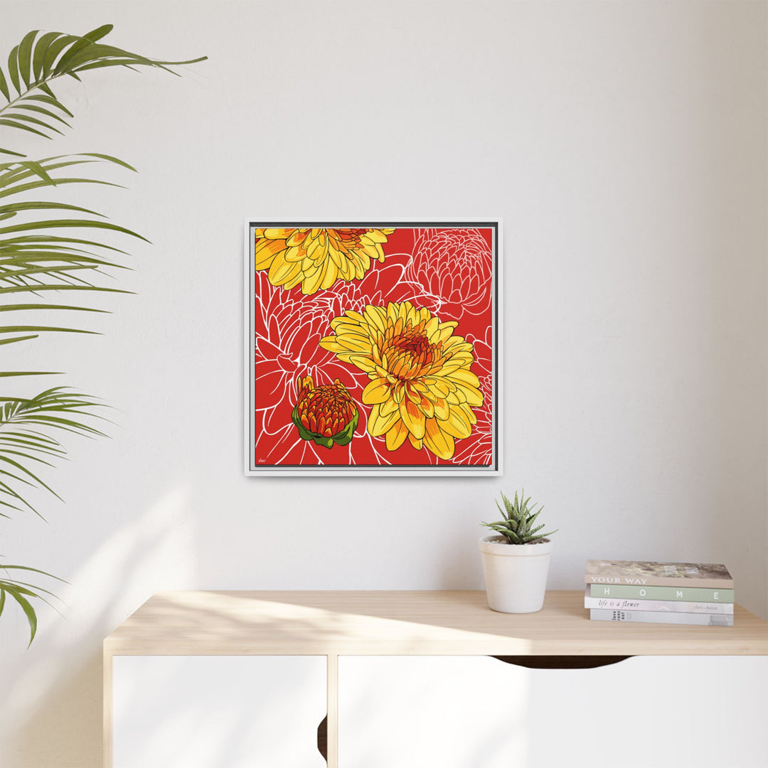 Chrysanthemum: November Birth Month Flower — Framed Canvas Print Wall Art