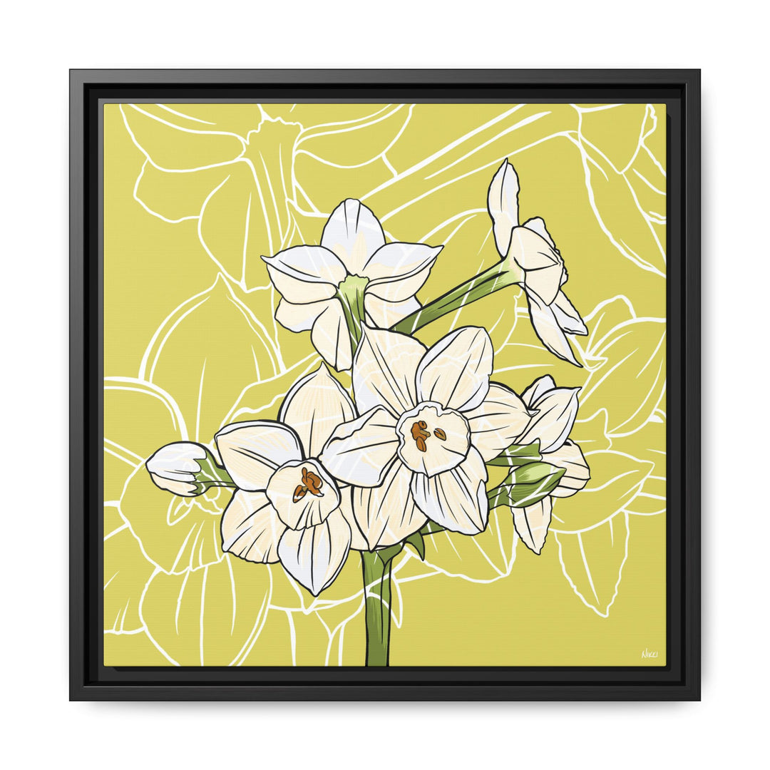 Paperwhite: December Birth Month Flower — Framed Canvas Print Wall Art
